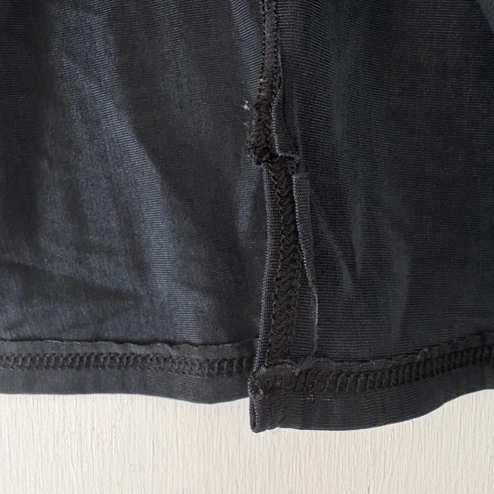 Olga Vintage Black Mini Half Slip Skirt Side Slit Elastic Waist 12409S XL 87